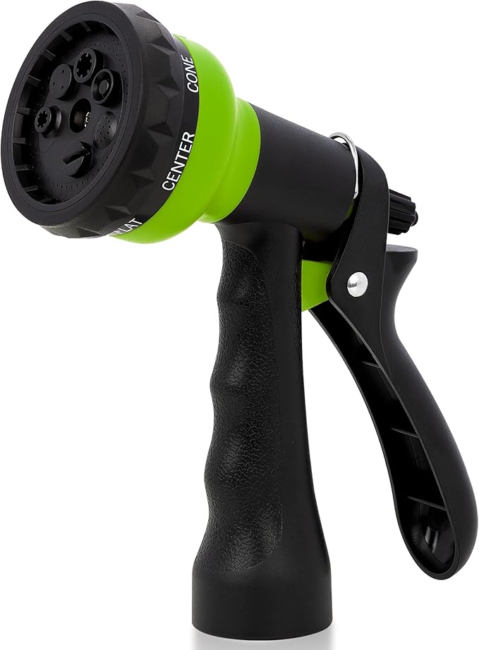 NEXCOVER Garden Hose Nozzle Sprayer - 7 Adjustable Watering Patterns Nozzle for Water Hose, Non-Slip Garden Spray Nozzle for Car Washing, Watering Plants, Pets Showering, Lawns Cleaning, Green