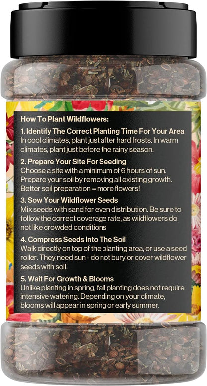 Mini Wildflower Seed Shaker – Honey Bee Wildflower Mix, by GevaGrow | Bulk 90,000+ Seeds | Pollinator Bee Attracting Flower Seeds for Planting in Pots & Outdoor Gardens | No Messy Packets
