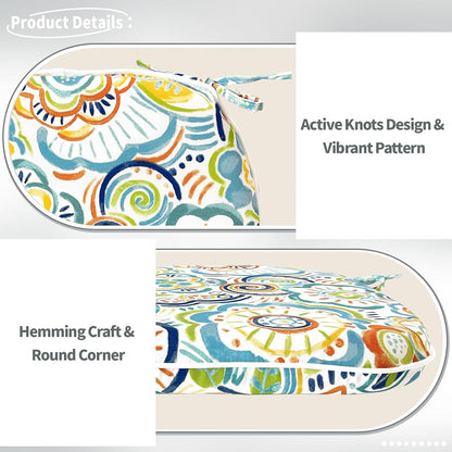 Indoor/Outdoor Chair Cushions 16x17 Inch, Patio Chair Cushions with Ties, All Weather Seat Cushions for Patio Furniture Home Garden Chair Use, Set of 4, Flower Blue