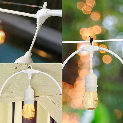 Banord Outdoor String Lights, 48FT Waterproof Patio Lights with 1W Dimmable LED Bulbs, White Hanging String Lights for Outdoor Backyard, Garden, Deck, Porch, Gazebo, Balcony, Camping, Party