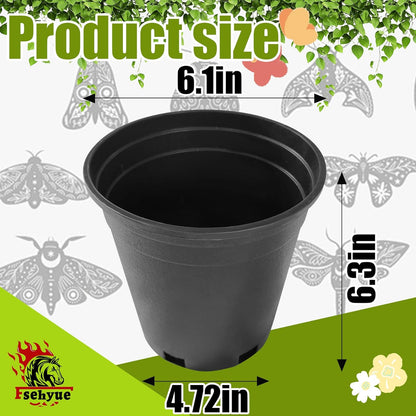 1 Gallon Nursery Pots Plastic Container Injection Molded Pot for Plants Flexible with Drainage Holes Suitable for Plants Soil Growers or Hydroponics Black 10 Pcs