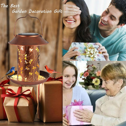 Bird Feeders for Outdoors Dragonfly Solar Lanterns Outdoor Waterproof Garden Decor Birthdays for Women Mom Grandma Metal Solar Decoration Outside LED Lanterns for Yard, Patio