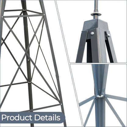 Outvita 8FT Ornamental Windmill, Heavy Duty Durable Metal Weather Vane Garden Decoration Weather Resistant for Garden, Yard, Farm, Seaside (8ft-Gray)