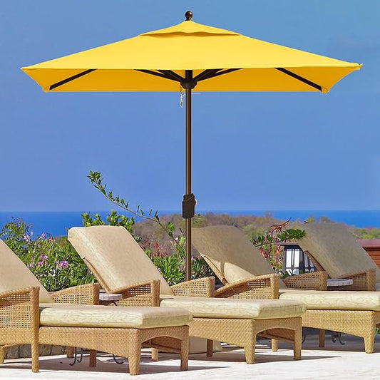 EliteShade USA 10-Year-Non-Fading 6x6Ft Square Market Umbrella Patio Outdoor Table Umbrella with Ventilation, Sunflower Yellow