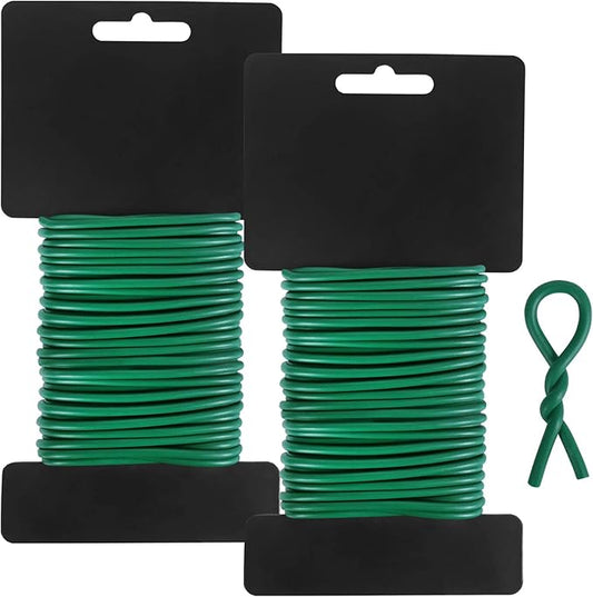 Tenn Well Garden Wire, 52 Feet 3.5mm Soft Garden Plant Ties for Climbing Plants, Tomatoes, Climbing Roses, Indoor & Outdoor Plants (2PCS X 26 Feet, Green)