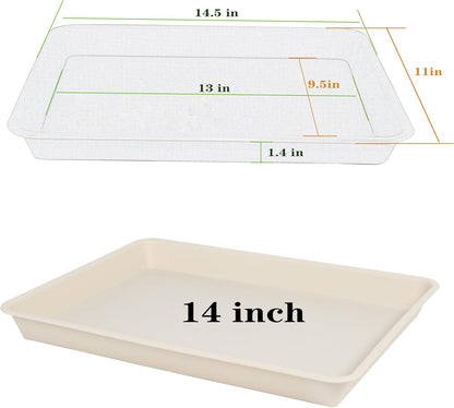 Rectangle Plant Tray, Plant Drip Tray, Plant Pot Saucers, Plant Germination Trays, Plant Saucers, 14.5'' x 11'' x 1.5'' (4 pack), Beige