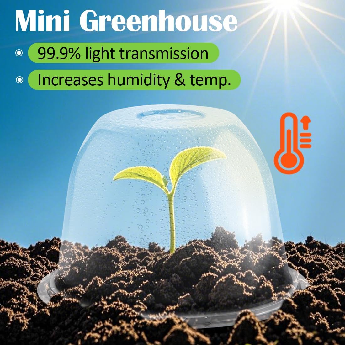 Plant Protectors from Animals 5-Pack, 10" D × 6.7" H Garden Cloches for Seedlings Nursery Pots, Clear Plant Covers, Mini Greenhouse for Plants, Durable Humidity Domes with Ventilation Holes