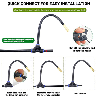 360° Adjustable Drip Irrigation System - 66FT Garden Watering System with 22 Nozzles, Garden Irrigation System, Greenhouse Accessories, Atomizing System for Yard, Lawn, Plants, 5/16 inch Hose