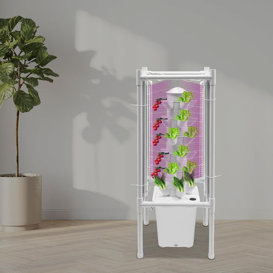 Hydroponics Vertical Growing Kit with Grow Lights 30 Plant Garden Hydroponic Growing System Outdoor Outdoor Indoor Vertical Garden Planter Tower with Automatic Watering for Herbs Fruits Vegetables