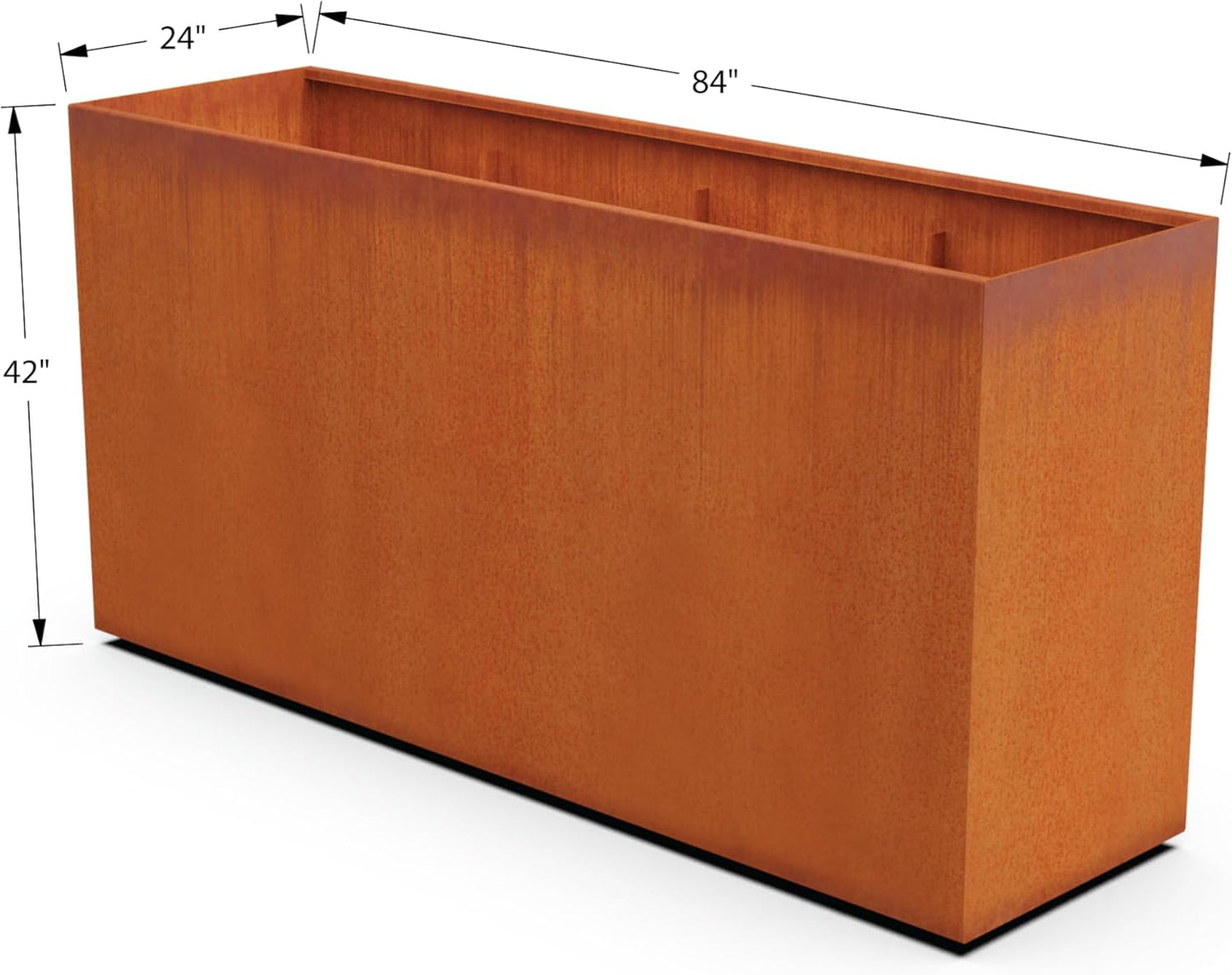Corten Steel Planters - Extra Large Rectangular Planters for Outdoor Plants, 84x24x42 Large Outdoor Planter Box for Modern Landscape & Privacy Screen Divider