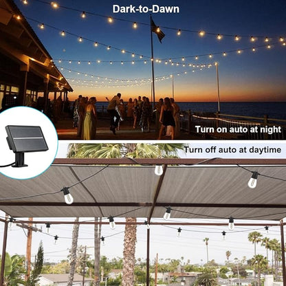 SUNTHIN 24ft Solar String Lights, USB Rechargeable Solar Outdoor Lights with Waterproof & Shatterproof LED Bulbs for Patio, Porch, Garden, Deck, Bistro, Cafe, Camping