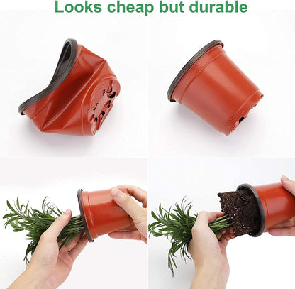 MIXC Plant Nursery Pots with Humidity Dome 4" Soft Transparent Plastic Gardening Pot Planting Containers Cups Planter Small Starter Seed Starting Trays for Seedling with 10pcs Plant Labels，30 Sets