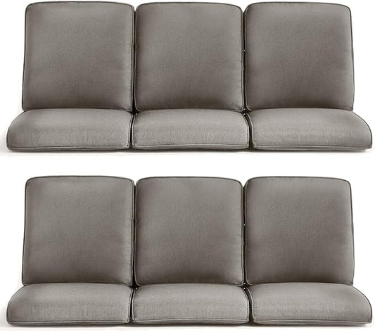 Patio Chair Cushions 6 Packs - Outside High Back Thick Water-Resistant Cushion 22x24 with Zipper Cover for Outdoor Glider Rocking Chairs Loveseat 3-Seater Couch Sofa – Grey/Regular