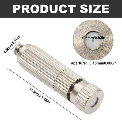 10 Pcs High Pressure Misting Nozzles Stainless Steel for Outdoor Cooling Misting System, High Pressure Anti Drip Cleanable, 3/16" Thread (0.8mm)