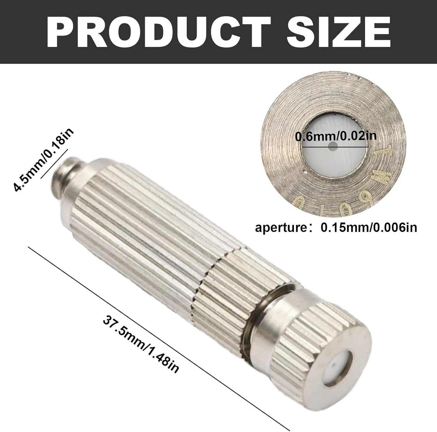 10 Pcs Stainless Steel Misting Nozzles For Outdoor Cooling Misting System, High Pressure Anti Drip Cleanable, 3/16" Thread (0.6mm)