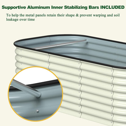 MUPATER 24''H Modular Garden Bed Outdoor for Vegetables, 9-in-1 Galvanized Steel Planter Box with 2 Aluminum Support Rods, 6x3x2FT Raised Garden Bed Kit Oval for Herbs and Flowers, Garden, Beige