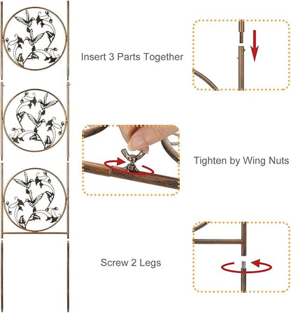 SUNNYPARK Set of 2 Hummingbird Metal Garden Trellis for Climbing Plants, Decorative Vegetables Flowers Vine Trellis for Outdoor Patio 55'' H x 12.4'' W