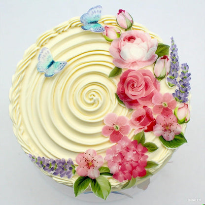 100 Pcs Edible Flowers Cupcake Toppers Cake Decorations Wafer Paper Pink Rose & Cherry Blossom & Butterfly for Wedding Cakes Birthday Parties
