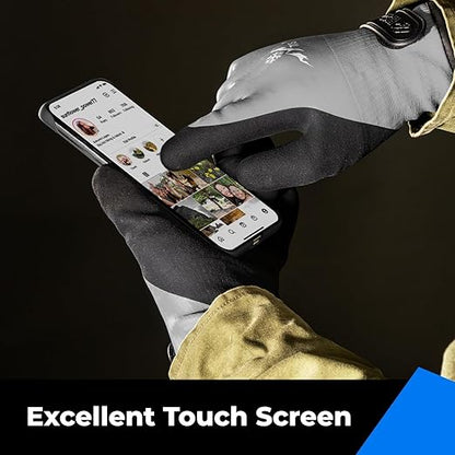 100% Waterproof Gloves for Men and Women, Winter Work Gloves for Cold Weather, Touchsreen, Thermal Insulated Freezer Gloves, With Grip, Grey, Medium