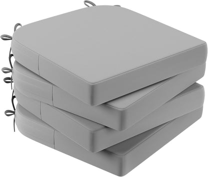 AAAAAcessories Outdoor Seat Cushions for Chairs, Waterproof, Fade-Resistant Patio Furniture Replacement Cushions, 17" x 16" x 2", Set of 4, Gray