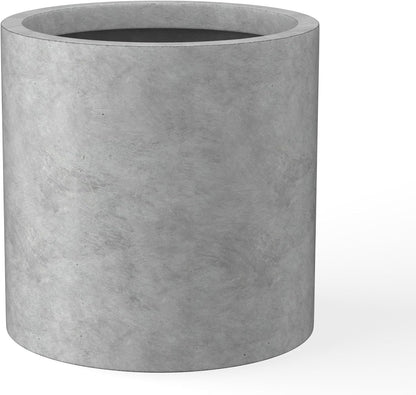 Kante 9.8" Dia Round Concrete Planter, Modern Style Large Cylindrical Plant Pot with Drainage Hole and Rubber Plug for Indoor Outdoor Patio, Natural Concrete