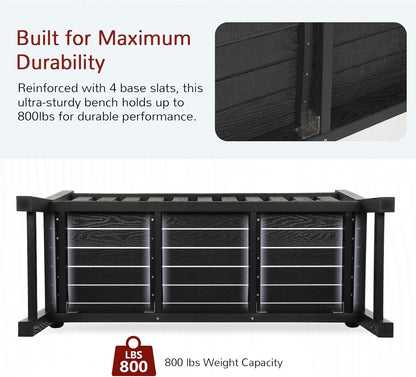 Stoog Weatherproof Outdoor Bench & Outdoor Chairs Set, Patio Furniture Set, Include 2 Garden Chairs and 1 Garden Bench, for Porch, Backyard, Lawn, Patio and Deck, Black