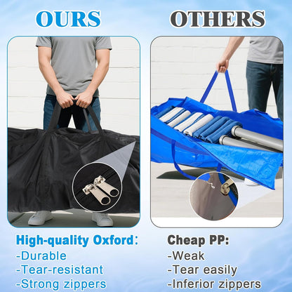 140 Gallon Extra Large Storage Bag for Aboveground Pools - Heavy-duty Pool Cover Storage with 4 Carrying Handles, Outdoor Patio Cushion Bag, 56''x24''x24''