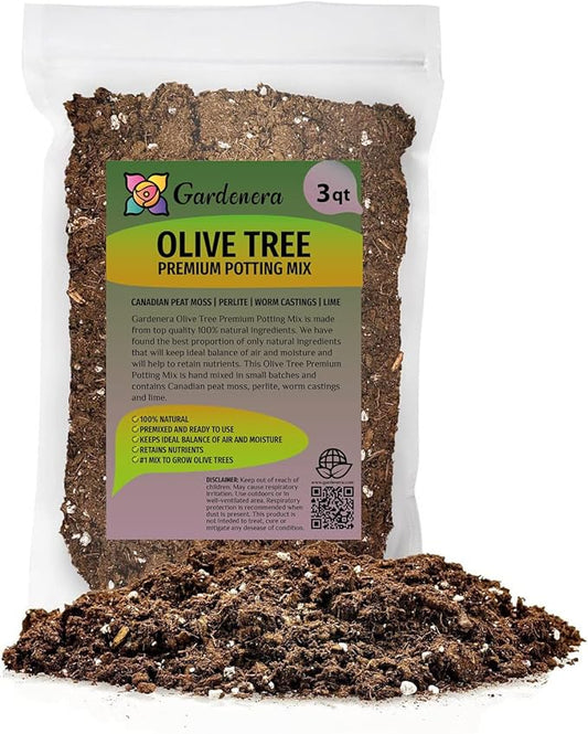 Premium Potting Mix for Olive Trees by Gardenera - Enhanced Growth and Nutrient Retention - 3 Quart