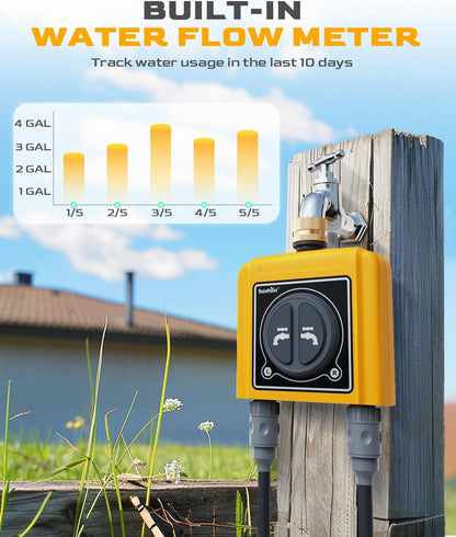 RAINPOINT WiFi Water Timer with Brass Inlet, 2 Outlets Sprinkler Timer,Automatic Irrigation System Controller, APP & Voice Control, Irrigation by Weather/Quantity/Soil Moisture
