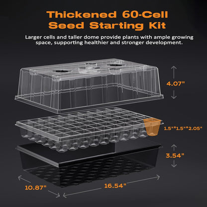 120-Cell Self-Watering Seed Starter Tray with Grow Light, Seed Starter Kit with 4.07” Humidity Dome, Indoor Seedling Starter Tray, Seed Starting Trays for Plant Germination, Seeds Growing