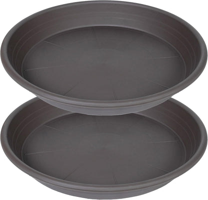 2 Pack of 26 inch Plant Saucer, Large Plant Tray, Heavy Sturdy Plant Drainage Tray for Indoors, Bird Bath Bowls, Sturdy Plastic Pot Tray for Planter 23 24 25"(Brown)