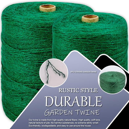 PerkHomy Garden Twine Strong Natural Jute 3,600 Feet Long Green Twine for Gardening Tomato Climbing Plant Tie Floristry Crafts Gift Wrapping Packing Decor (Green 2mm * 3600feet)