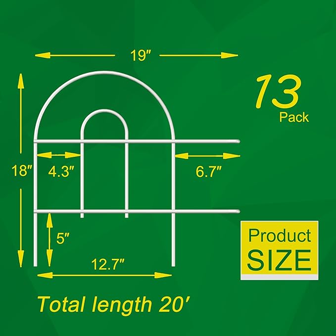 Decorative Garden Folding Border Fence 18in X20ft Rustproof Metal Wire Edging Flower Bed Fences Panel Outdoor White Garden Fencing Edge Patio Landscape