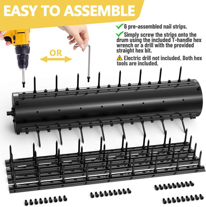 22-Inch Patented Lawn Aerator, Rolling Aerator Lawn Tool, Heavy Duty Lawn Aerator Tool, Grass Aerator & Garden Tools for Aeration & Soil Health