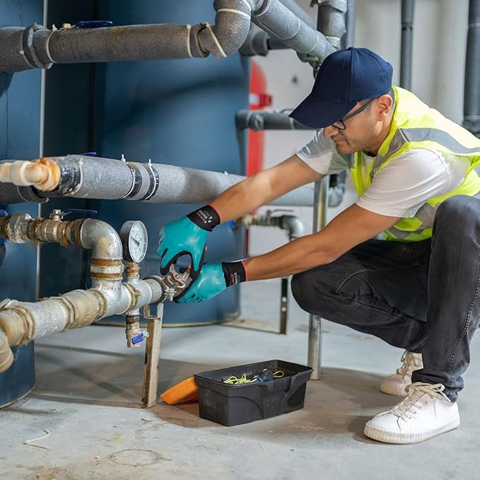 KAYGO Waterproof Work Gloves for Men and Women, Rubber Coated Non-slip Working Gloves for Garden, Outdoor Construction,3 pairs,Blue,S