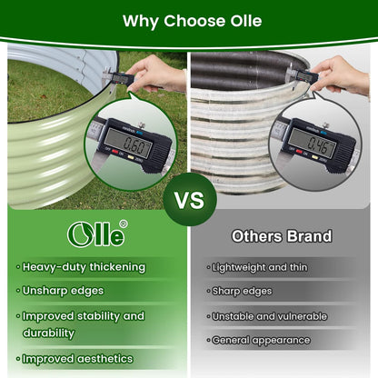 Olle 17" Tall 42" Round Raised Garden Bed Metal Raised Beds for Gardening, Large Planter Box Round Raised Garden Beds Outdoor for Vegetables, Sage Green