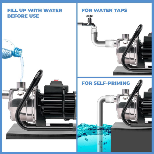 XtremepowerUS 1HP Portable Shallow Well Pump Water Transfer Pump 930GPH Pressure Booster Pump Irrigation Lawn Farm Water Removal