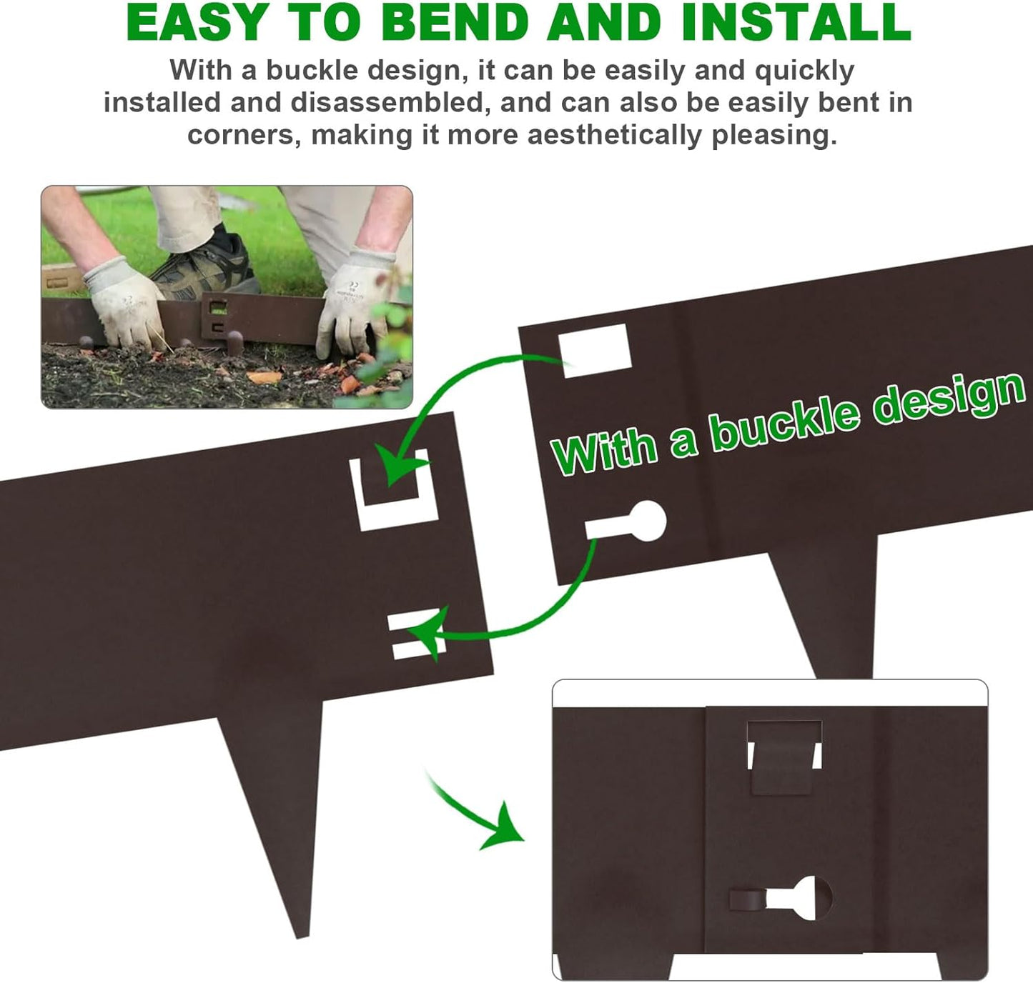 5 Pack Steel Landscape Edging,Metal Landscape Edging 40 Inch Strips, Brown Metal Garden Edging 7 inch Depth, Steel Edging for Landscaping, Brown