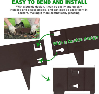 5 Pack Steel Landscape Edging,Metal Landscape Edging 40 Inch Strips, Brown Metal Garden Edging 7 inch Depth, Steel Edging for Landscaping, Brown