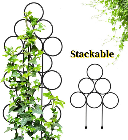 Garden Plant Trellis for Indoor Plants, Stackable Metal Trellis Supports for Climbing Plants or Houseplants, 3 Pack, Black,11.8"(W) x 15.4"(H)