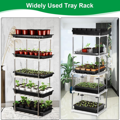 4 Pcs 5-Tier Plant Stand for Seedling Trays Storage (White)