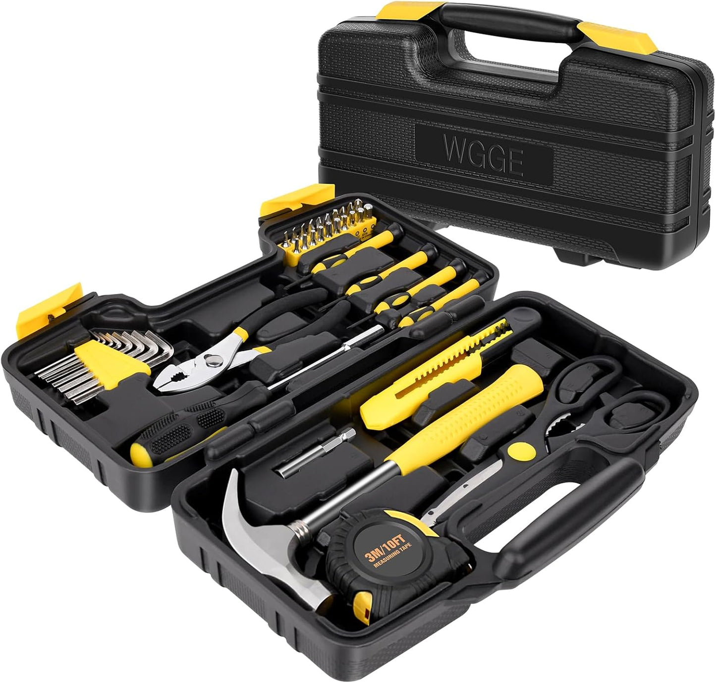 WGGE 39-Piece Home Tool Set/Hand Tool Set – Durable Household Hand Tool Kit with Hammer, Screwdrivers, Pliers, Wrench, Hex Keys & More – Compact Storage Case for Home Repairs, DIY & Maintenance