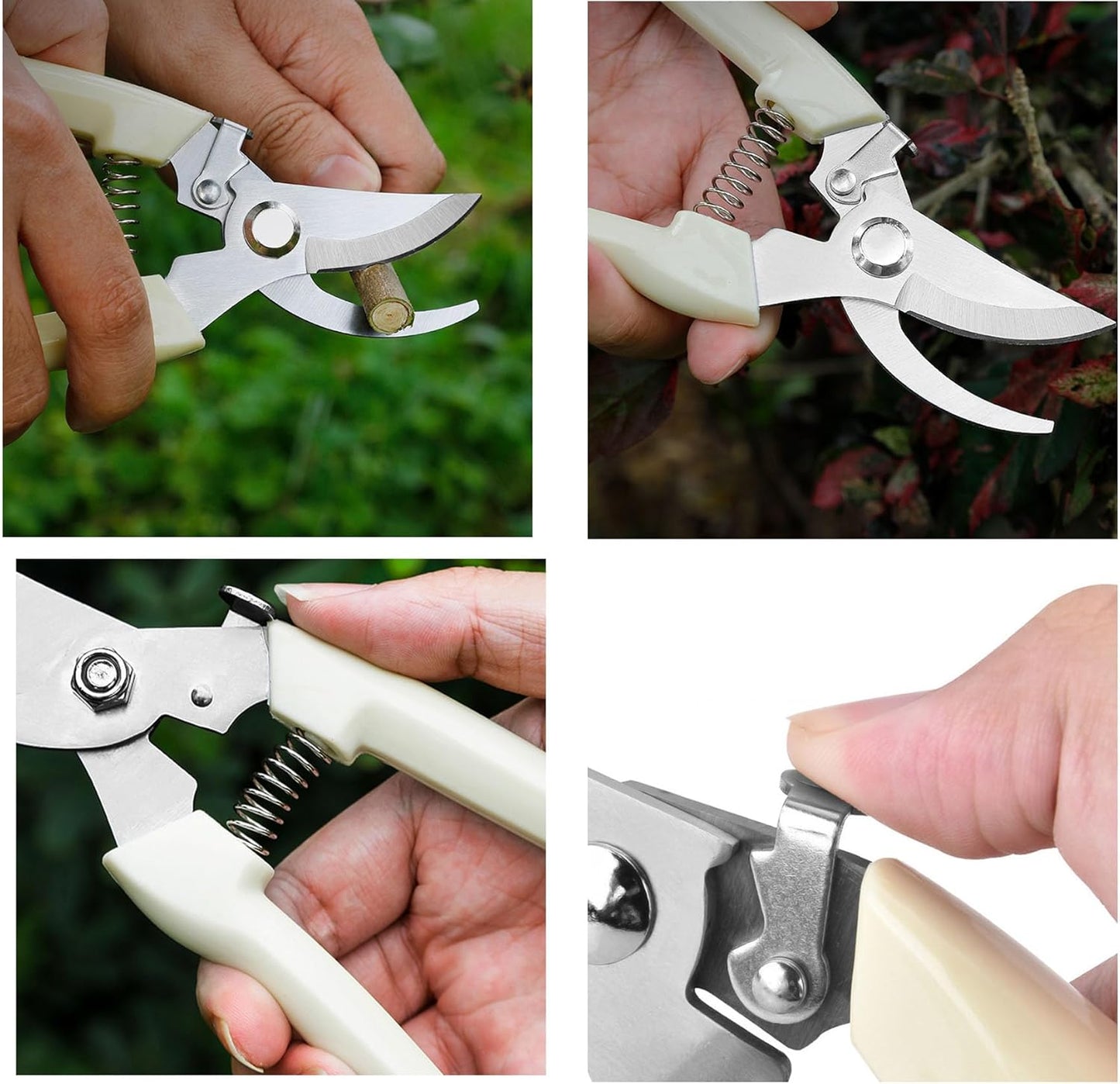 2PCS Garden Flower Shears Pruning Shears 6.9 inches Scissors Heavy Duty Plant Scissors for Cutting Flowers, Trimming Plants, Bonsai, Fruits Picking (White Handle 2pcs)