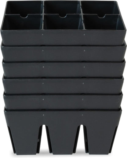 Epic Gardening Reusable Seed Starter Tray - 6 Cell/6 Seedling Starter Trays - Easy Watering, Indoor Greenhouse, Plant Starter, Gardener-Friendly for Seedlings | UV-Treated & BPA-Free - Black