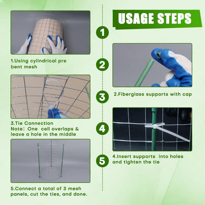 10-Set 12” x 16” Plant Protectors from Animals, Hot-Dip Galvanized Metal Mesh Plant Cages, Dual-Secure with U-Stakes & Supports, Animal Barrier to Keep Rabbits & Chickens Out of The Garden