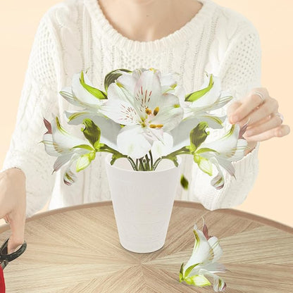 Ceramic Bonsai Planter with Geometric Pattern Indoor Plant Pot for Balcony Round Nursery Pot with Drainage White Glossy Flower Container for Office and Decor