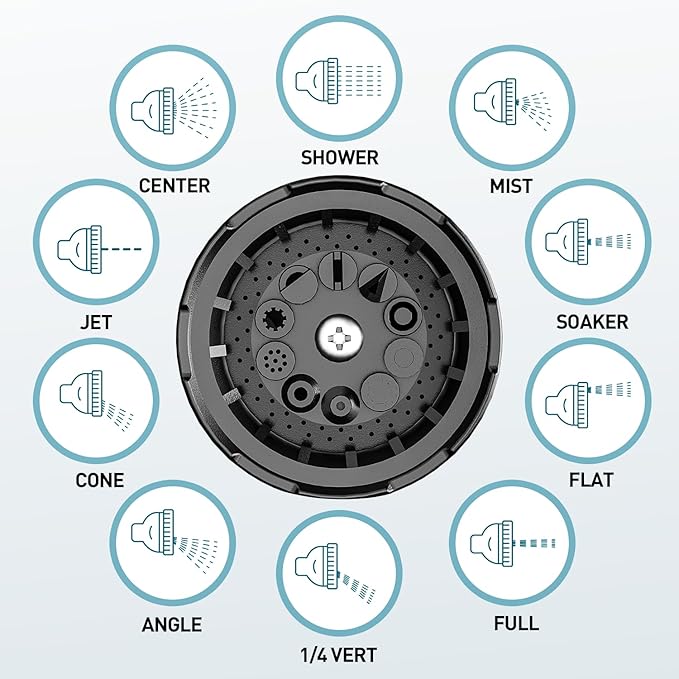 Garden Hose Nozzle Sprayer 10 Watering Patterns Spray Nozzles Heavy Duty Hose Head Lightweight Hose Attachment Blue