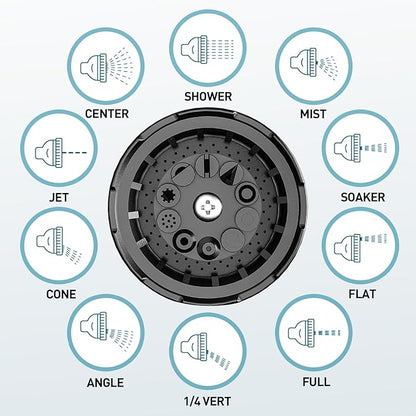 Garden Hose Nozzle Sprayer 10 Watering Patterns Spray Nozzles Heavy Duty Hose Head Lightweight Hose Attachment Blue