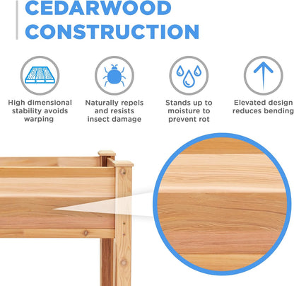 Jumbl, Cedar Raised Garden Bed, Elevated Wood Planter for Growing Fresh Herbs, Vegetables, Flowers, Succulents - 34x18x30”