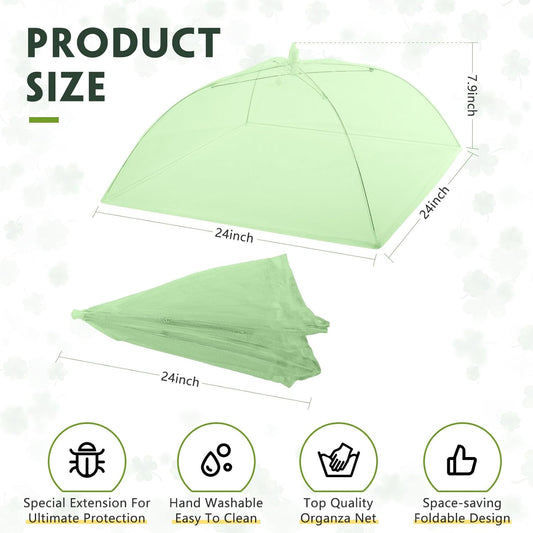 Sawysine 4 Pack Mesh Plant Cover Reusable Screen Cloche Dome Plant Protector Tent Collapsible Umbrella for Outdoor Garden Greenhouse Vegetable Flowers Strawberry from Animals(24 x 24 Inch,Green)